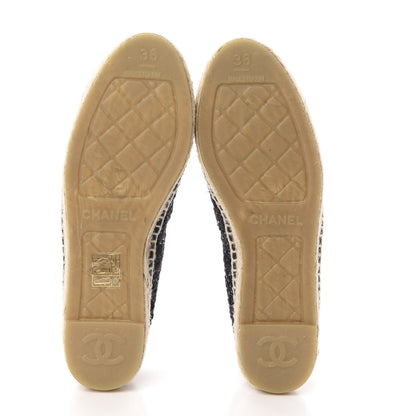 Chanel Metallic Lambskin Tweed CC Espadrilles 36 Black Silver 6 of 12