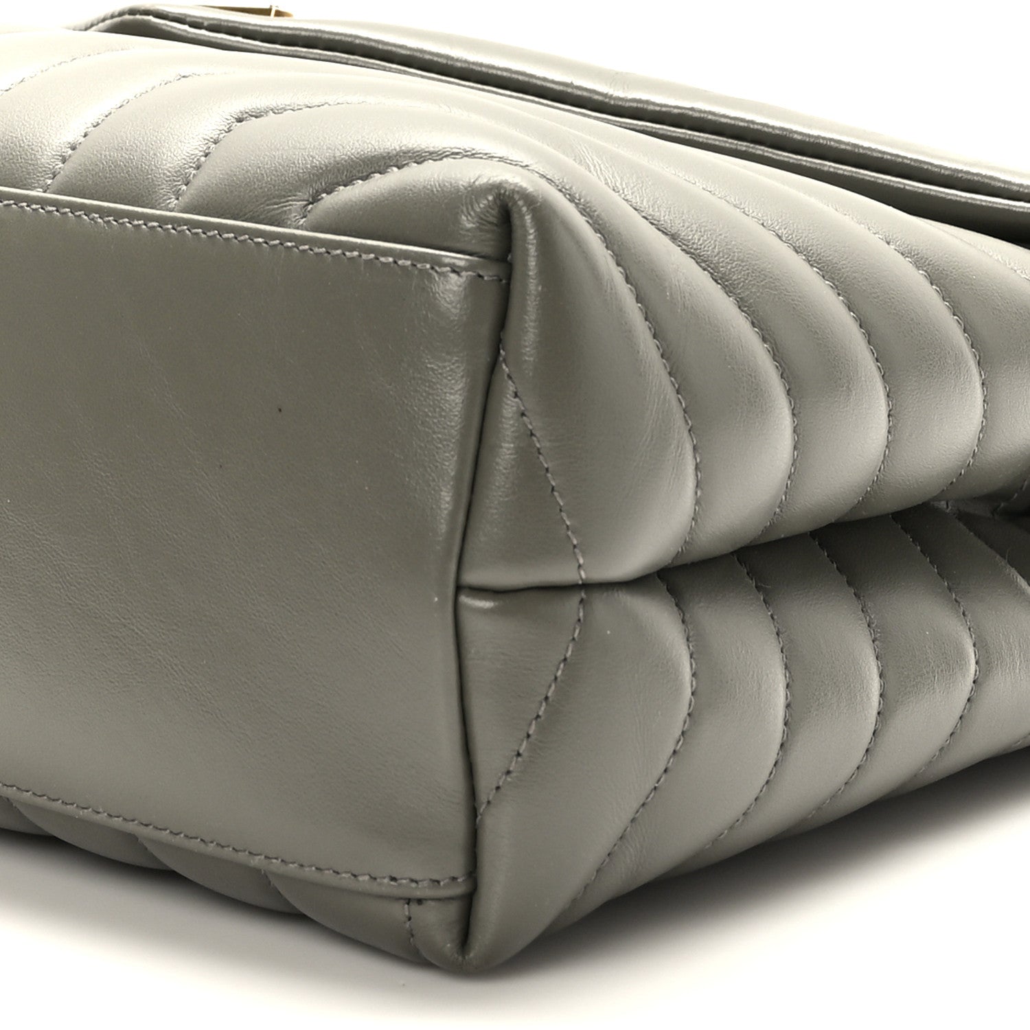 Saint Laurent Calfskin Y Quilted Monogram Medium Loulou Chain Satchel Grey Kaki 9 of 9