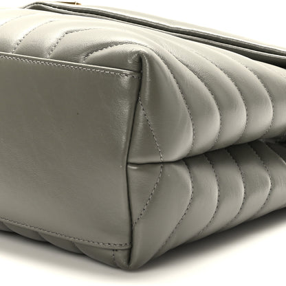 Saint Laurent Calfskin Y Quilted Monogram Medium Loulou Chain Satchel Grey Kaki 9 of 9