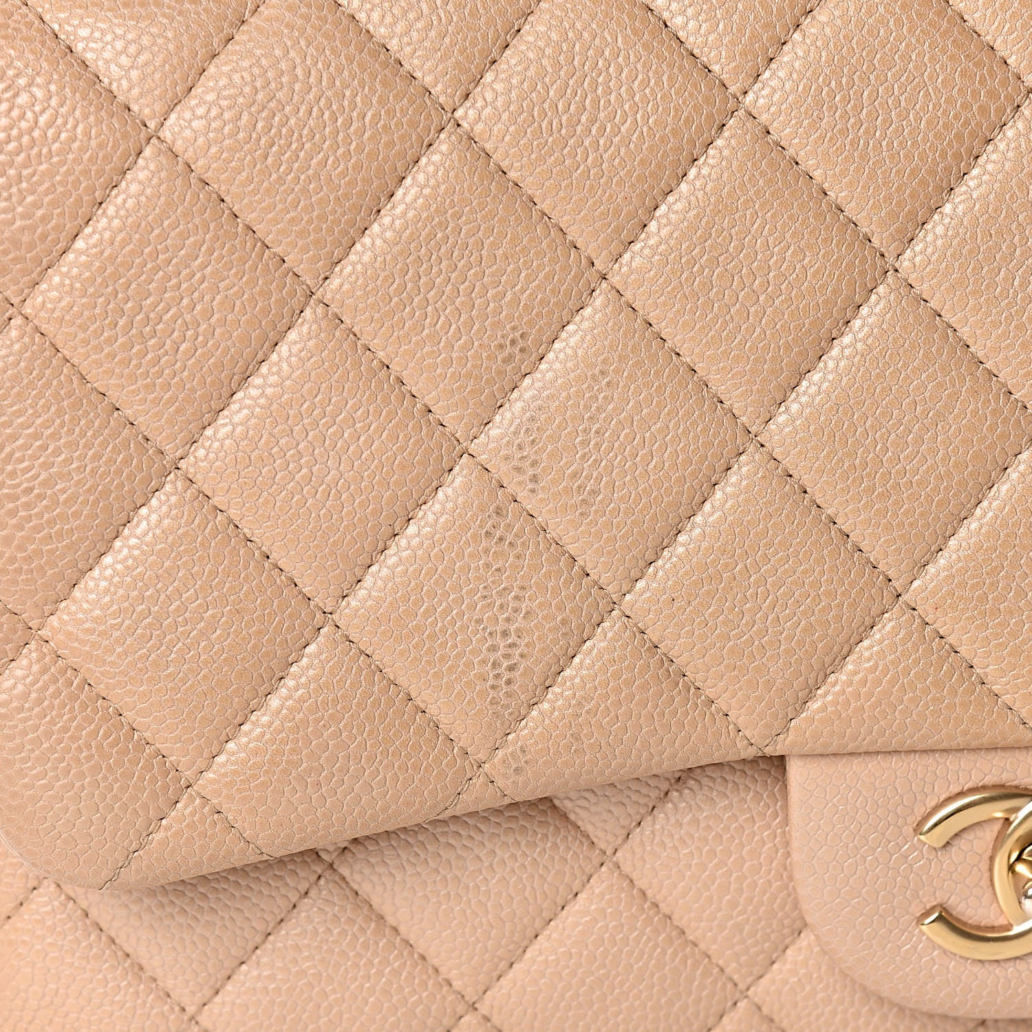 Chanel Pearly Caviar Quilted Jumbo Double Flap Beige 16 of 16