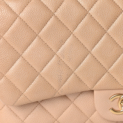 Chanel Pearly Caviar Quilted Jumbo Double Flap Beige 16 of 16
