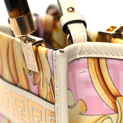 Fendi X VERSACE Calfskin Plexiglass Fendace FF Baroque Mini Fendi Sunshine Shopper Tote Gold Rosa White Ice Ciad 11 of 11