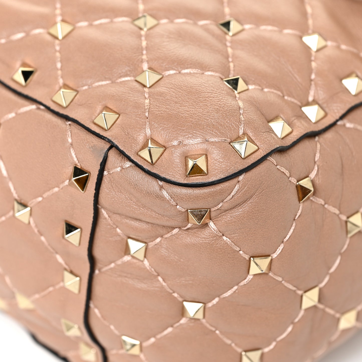 Nappa Large Rockstud Spike Shoulder Bag Soft Noisette