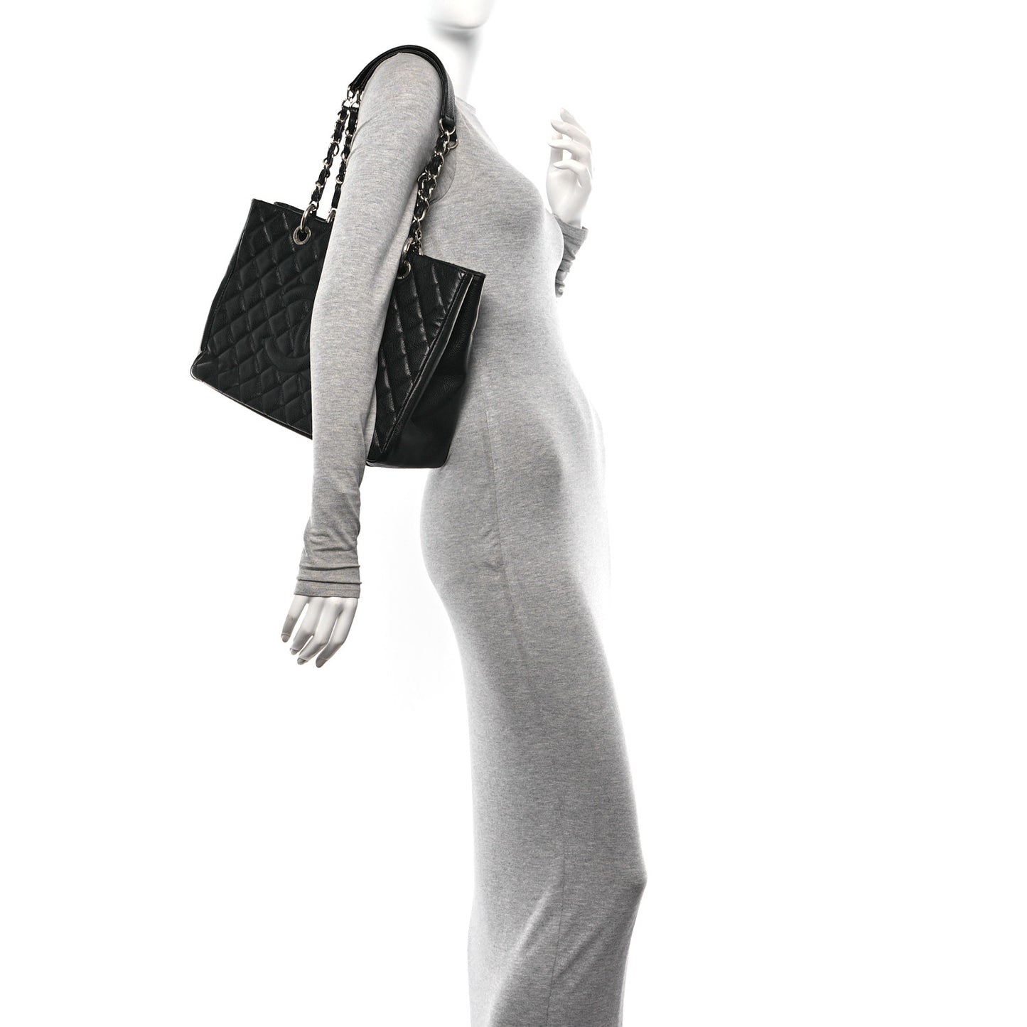 Caviar Quilted Grand Shopping Tote GST Black