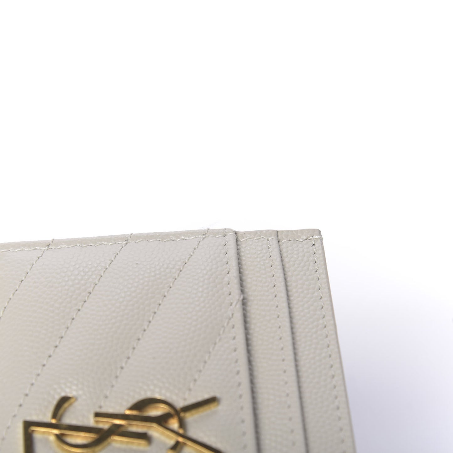 Grain De Poudre Matelasse Chevron Monogram Credit Card Case Crema Soft