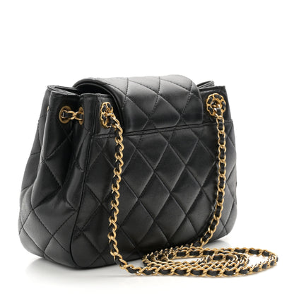 Chanel Lambskin Quilted Braided CC Accordion Flap Bag Black 3 of 11