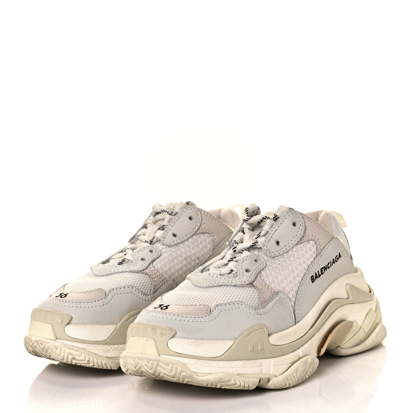 Fabric Mesh Womens Triple S Sneakers 36 White