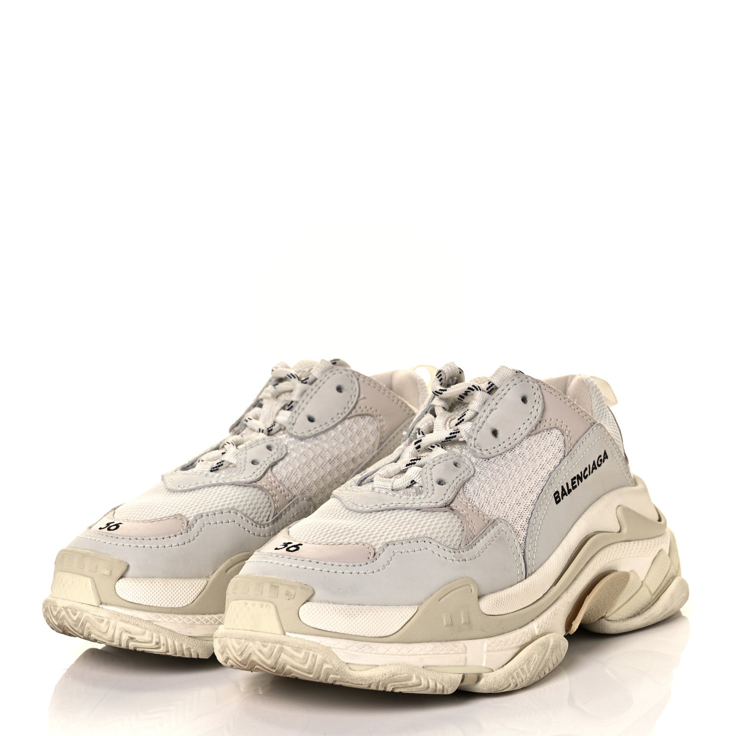 Balenciaga Fabric Mesh Womens Triple S Sneakers 36 White 3 of 9