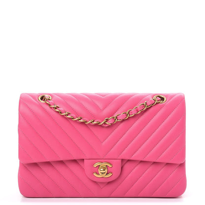 Chanel Lambskin Chevron Quilted Medium Double Flap Pink 1 of 9