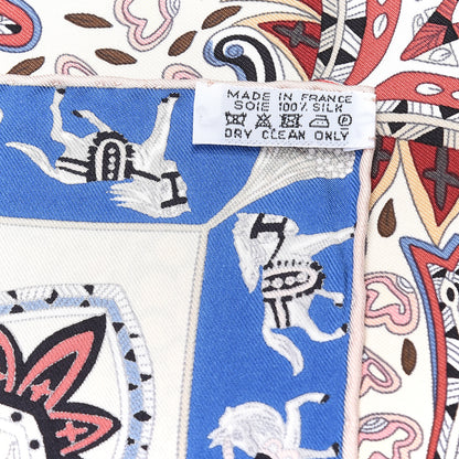 Hermes Silk Le Jardin De La Maharani Scarf 90 Ivory Bleu Bois De Rose 3 of 4