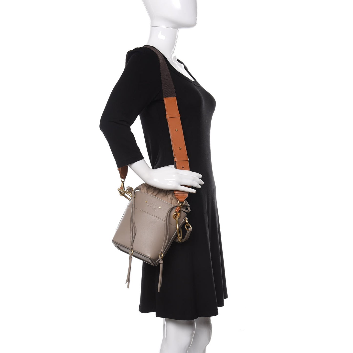 Smooth Calfskin Mini Roy Bucket Bag Motty Grey