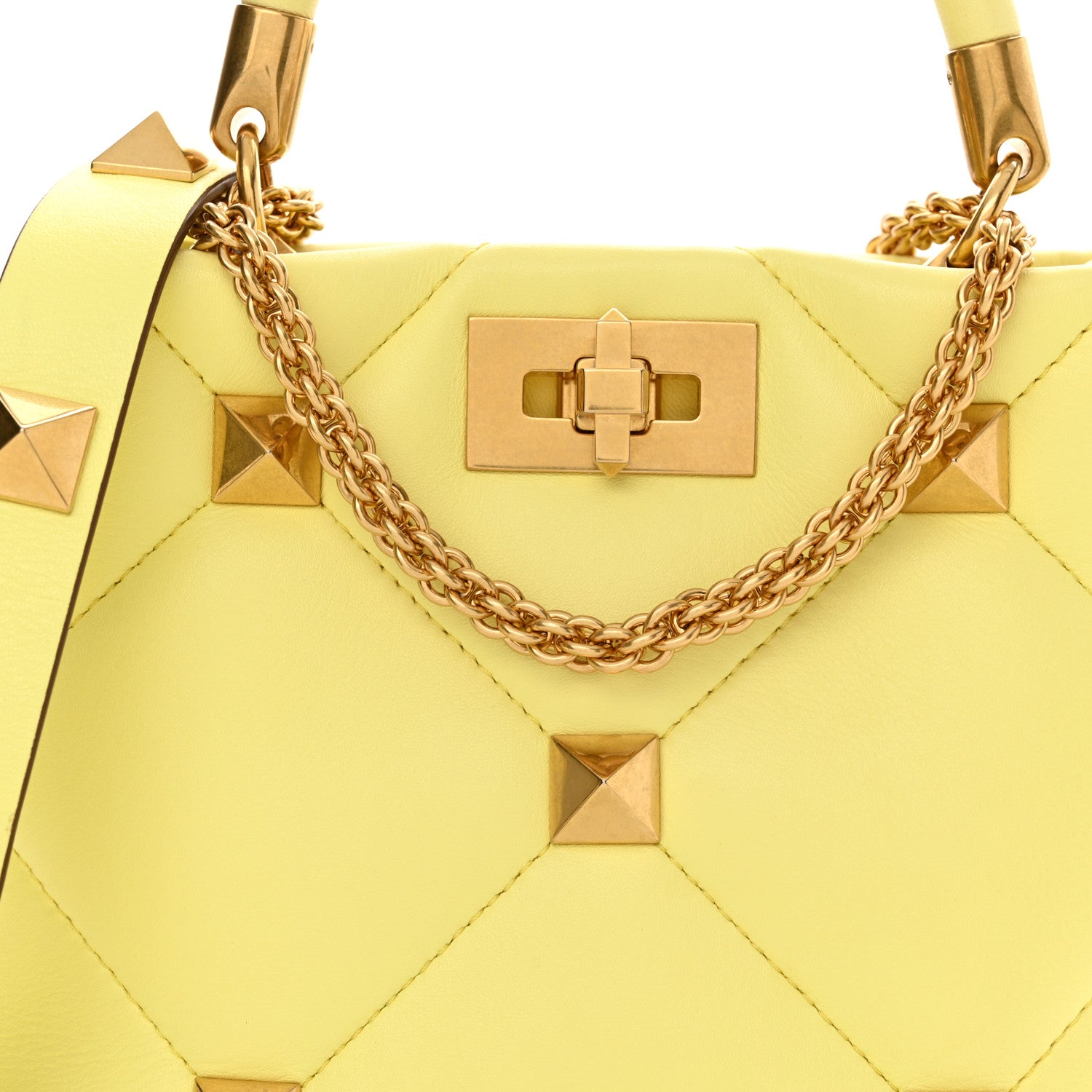 Valentino Garavani Nappa Small Roman Stud The Handle Bag Lime Sorbet 8 of 11
