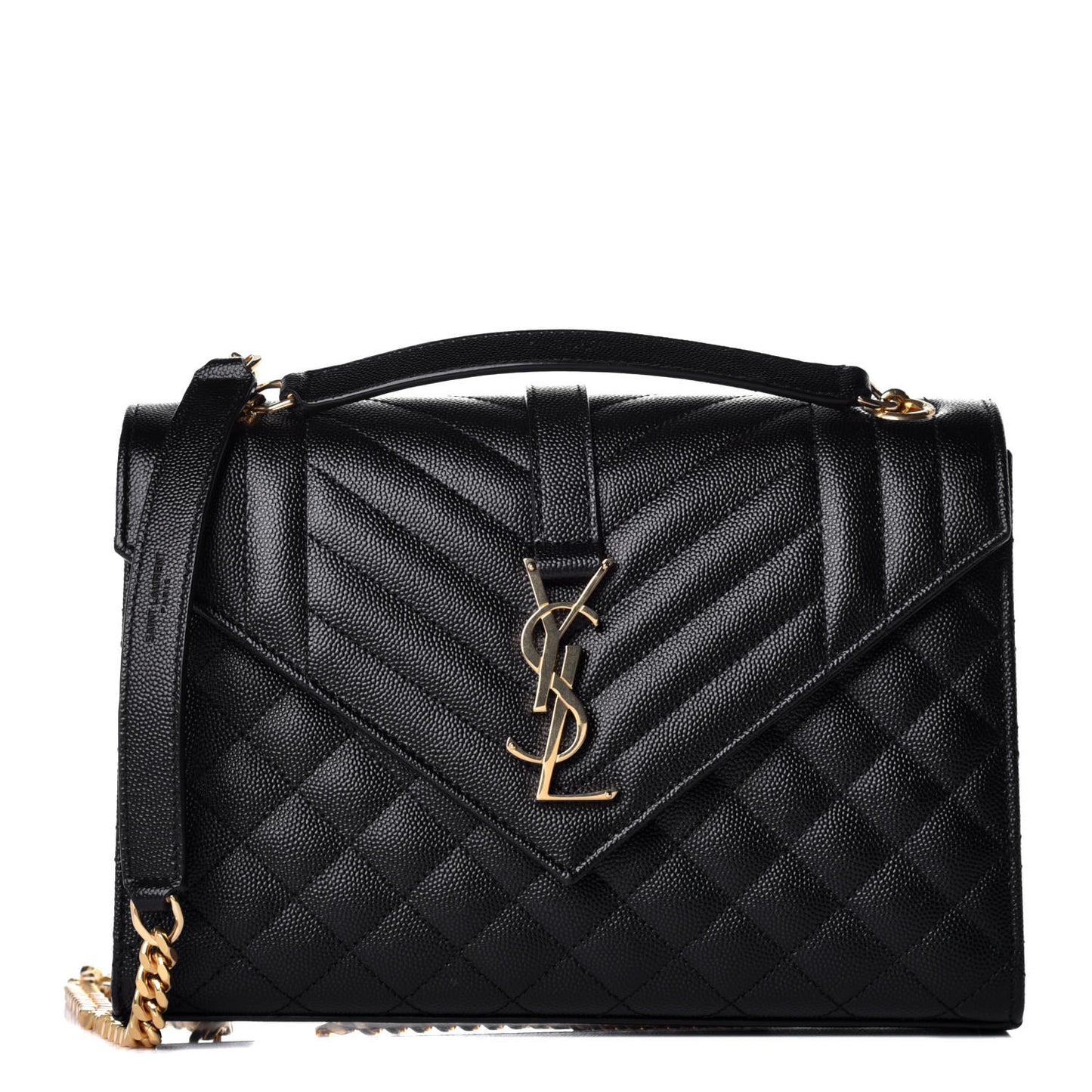 Grain De Poudre Textured Mixed Matelasse Triquilt Medium Monogram Satchel Black