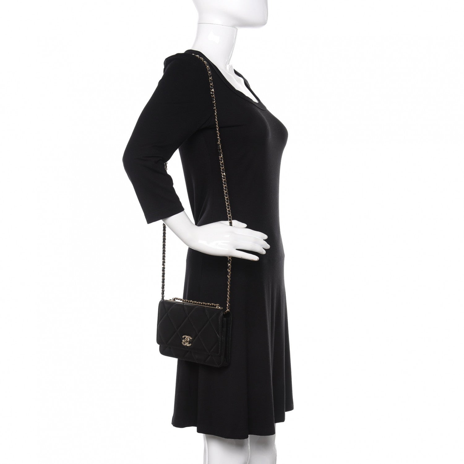 Chanel Lambskin Quilted Trendy CC Wallet On Chain WOC Black 2 of 11