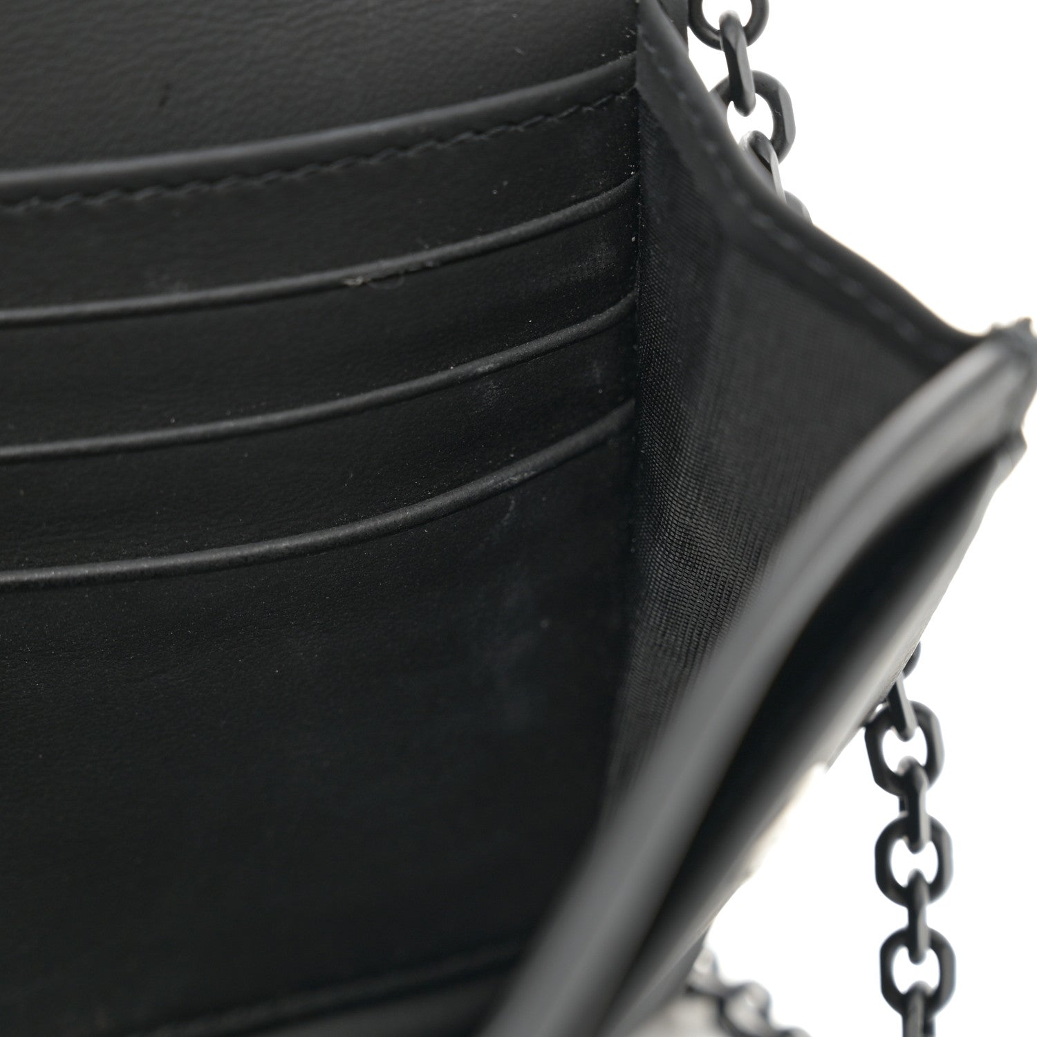 Christian Dior Ultra Matte Calfskin Saddle Chain Wallet Pouch Black 11 of 14