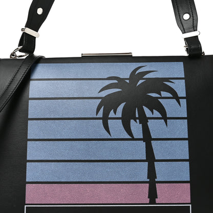 Prada City Calfskin Palm Tree Print Light Frame Bag Black Mare 7 of 9