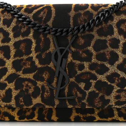 Saint Laurent Jacquard Leopard Small Monogram Kate Satchel Oro Natural 8 of 10