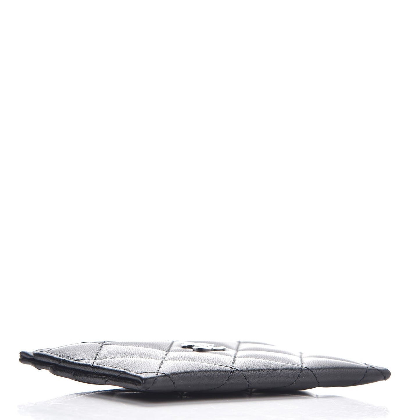 Lambskin Quilted Card Holder Black