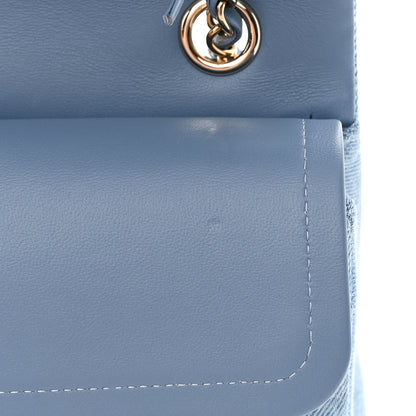 Chanel Printed Denim Quilted Medium Double Flap Light Blue 12 of 13