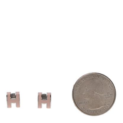 Hermes Palladium Lacquered Mini Pop H Earrings Rose Dragee 2 of 5