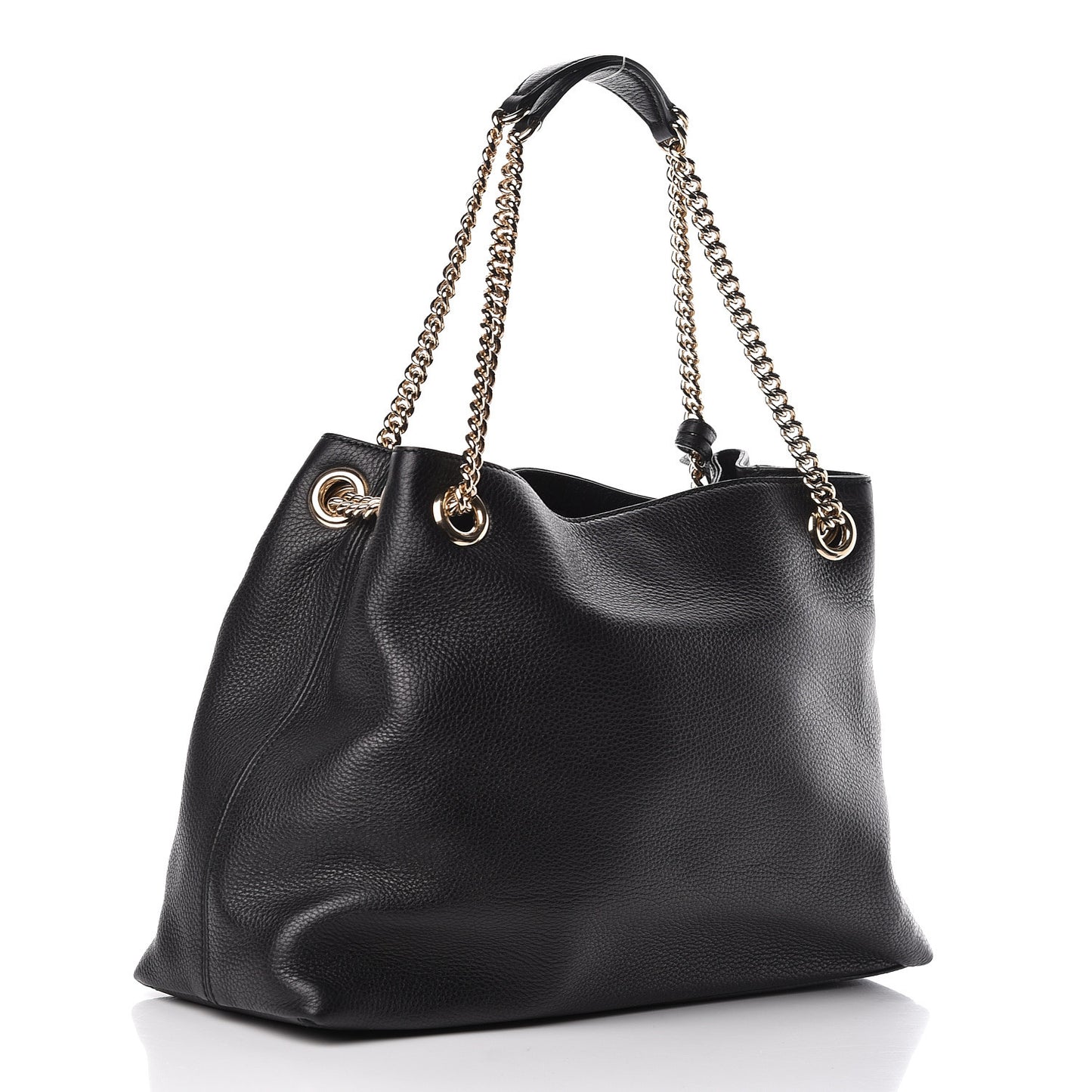 Pebbled Calfskin Medium Soho Chain Shoulder Bag Black