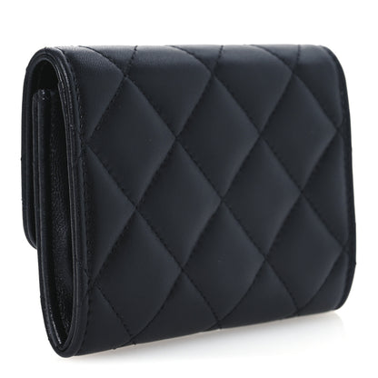 Chanel Lambskin Quilted Flap Baguette Crystal Card Holder Wallet Black 3 of 6