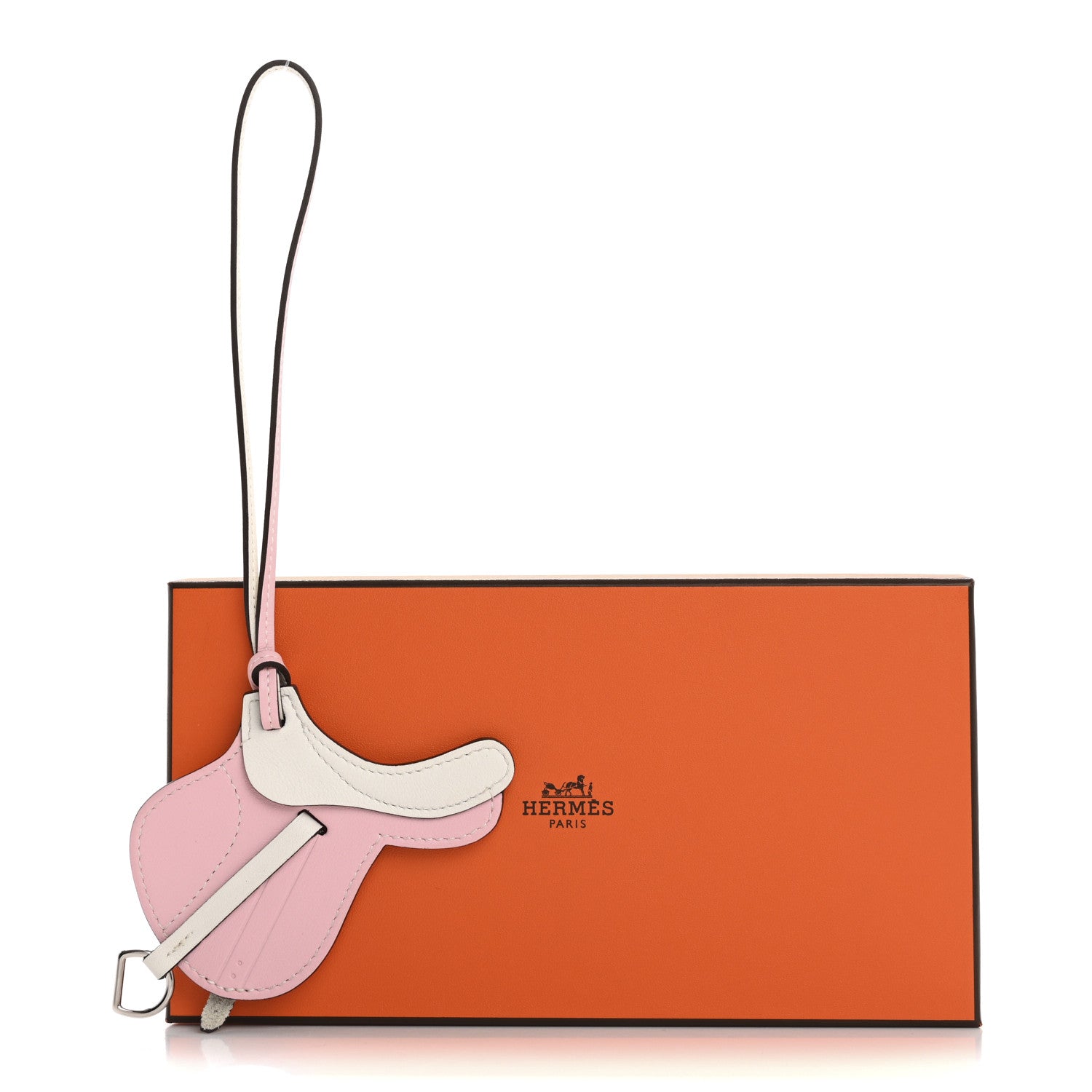 Hermes Swift Paddock Selle Horse Saddle Bag Charm Rose Sakura White 4 of 4