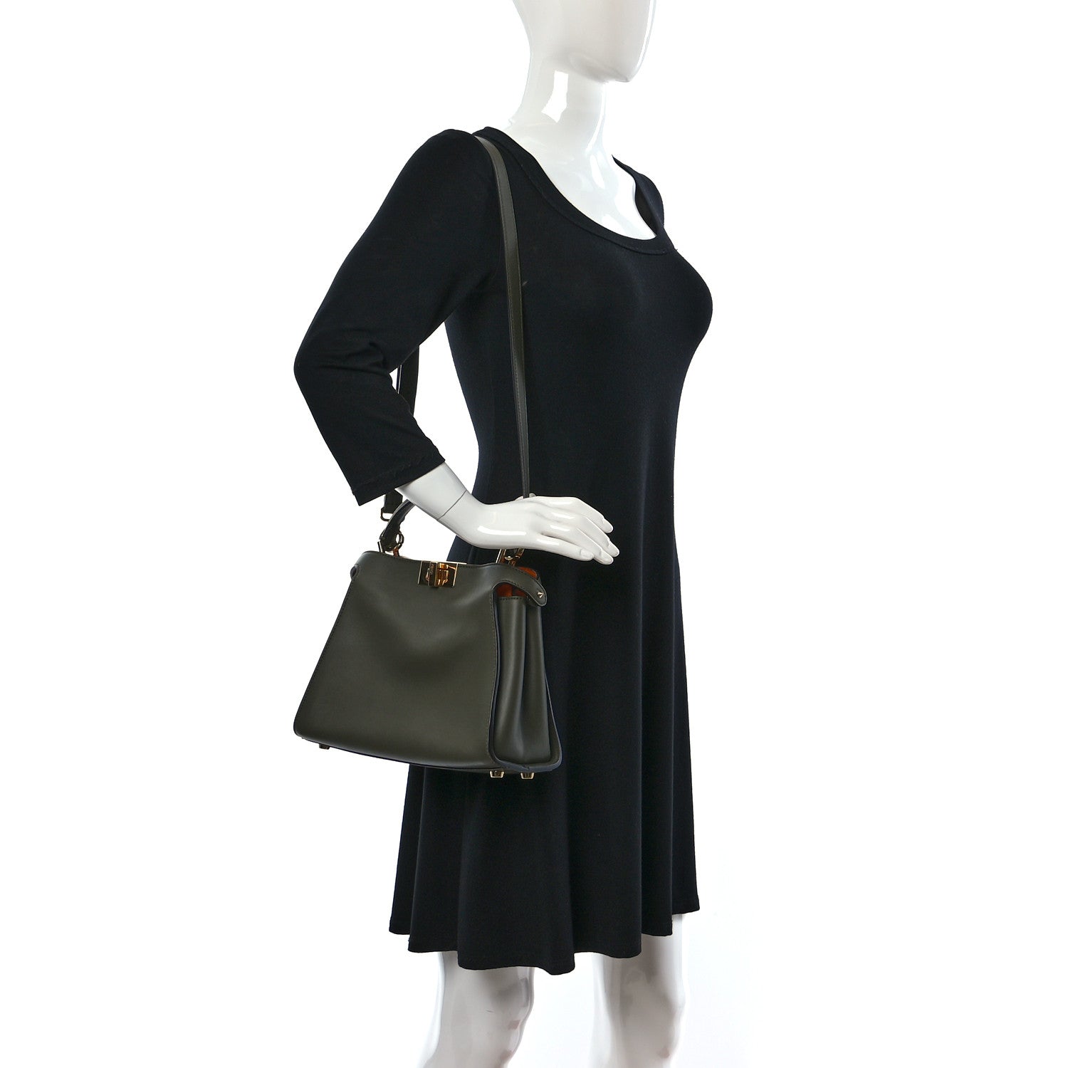 Fendi Vitello Medium Peekaboo Iconic Essentially Satchel Equatore Orange 2 of 10