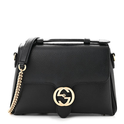 Gucci Dollar Calfskin Interlocking G Top Handle Shoulder Bag Black 1 of 13