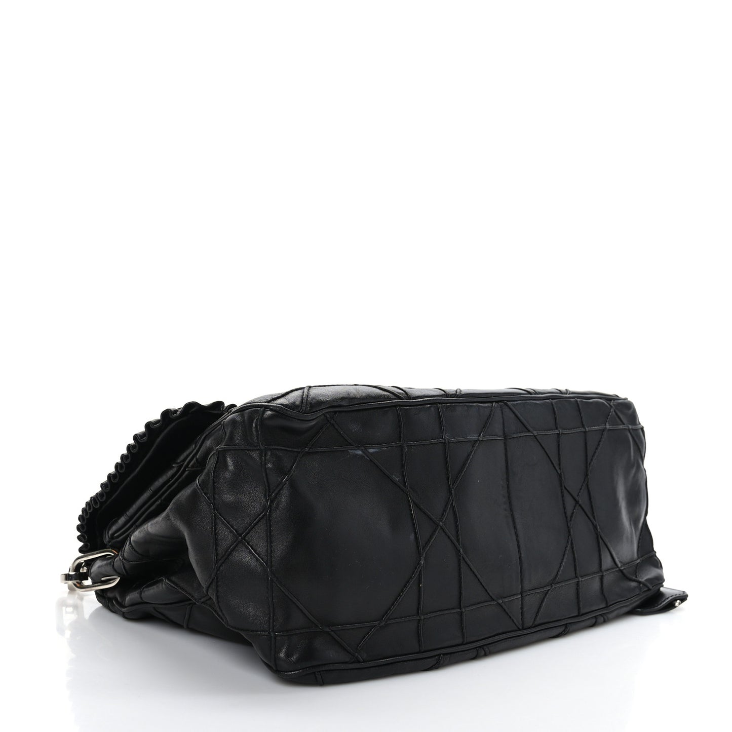 Lambskin Cannage Ruffle New Lock Flap Black