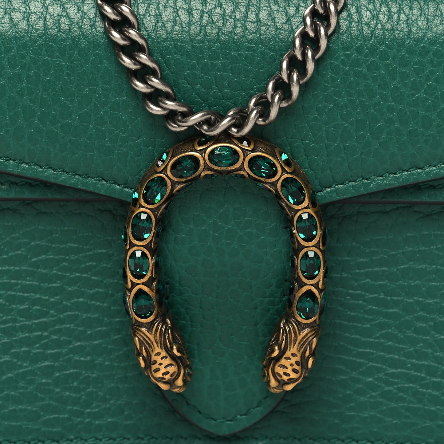 Dollar Calfskin Crystal Super Mini Dionysus Shoulder Bag Emerald