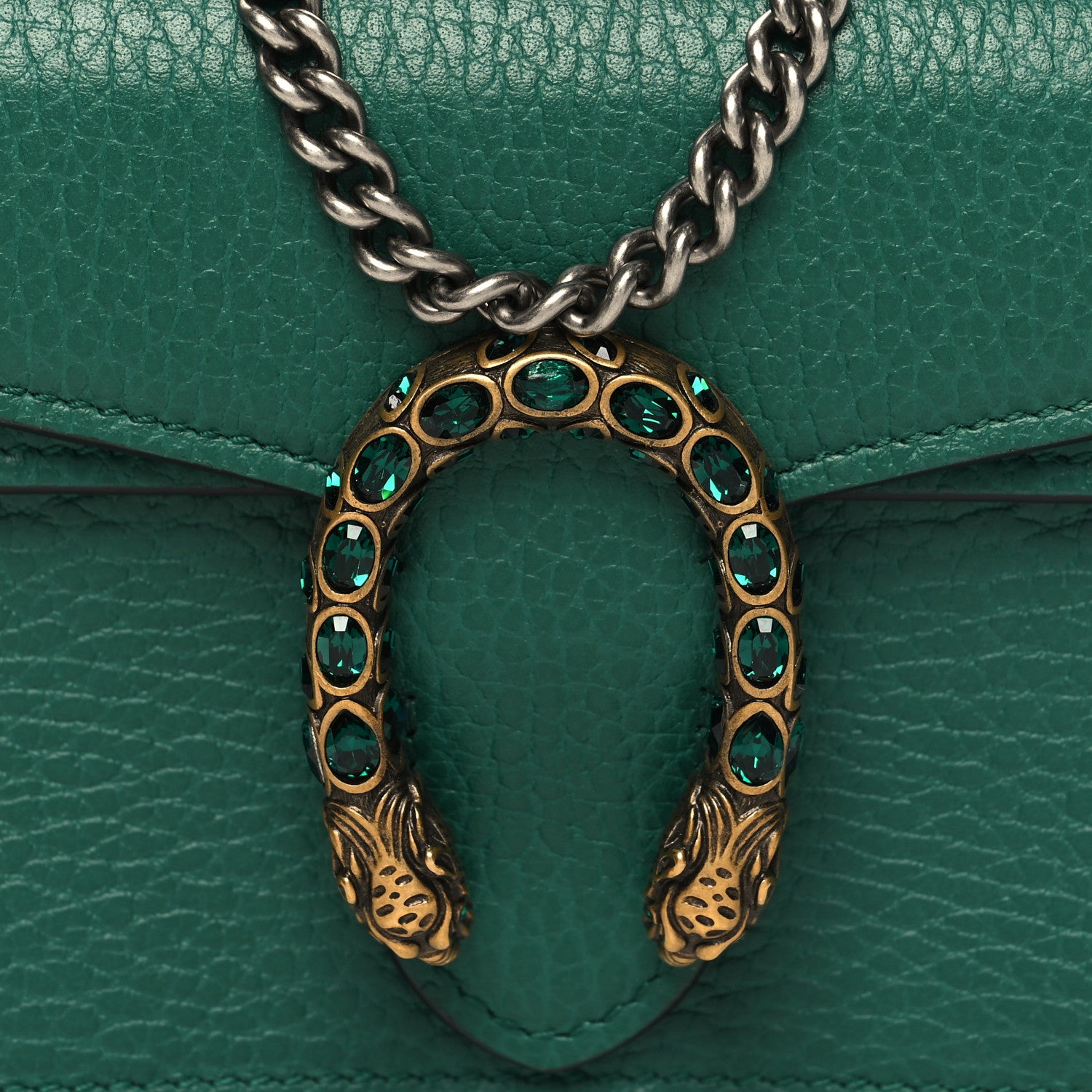 Gucci Dollar Calfskin Crystal Super Mini Dionysus Shoulder Bag Emerald 7 of 10