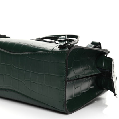 Balenciaga Semi Shiny Calfskin Crocodile Embossed Neo Classic Black Hardware Mini City Forest Green 9 of 11