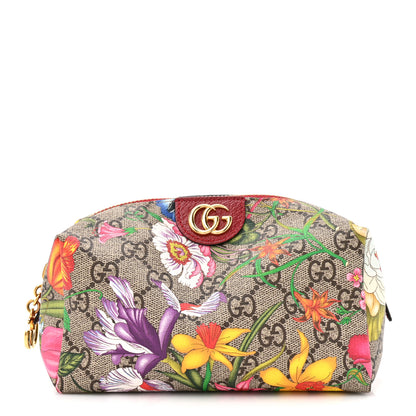 Gucci Soft GG Supreme Monogram Flora Calfskin Medium Ophidia Cosmetic Case Beige Ebony Multicolor Rosso 1 of 7