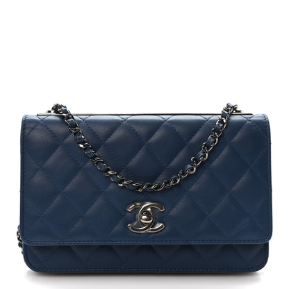 Chanel Lambskin Quilted Trendy CC Wallet On Chain WOC Blue 1 of 12