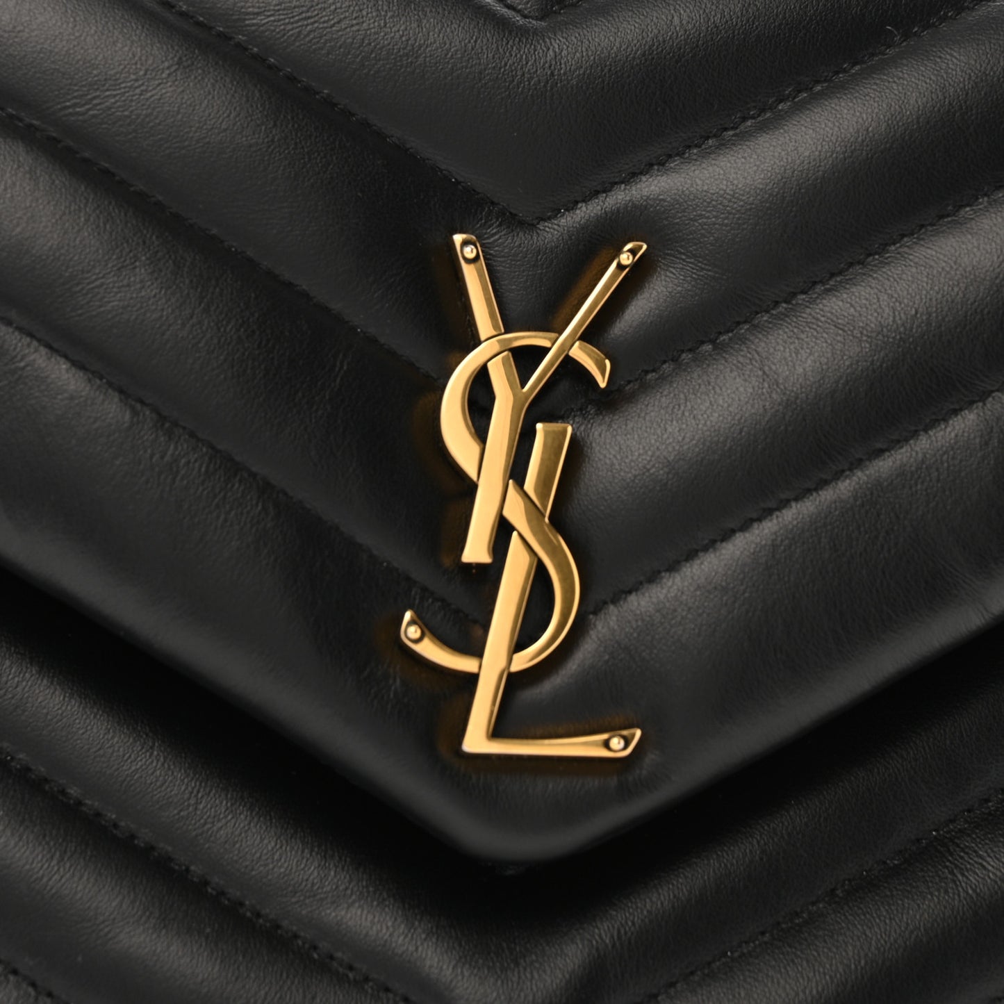 Calfskin Y Quilted Monogram Medium Loulou Chain Satchel Black