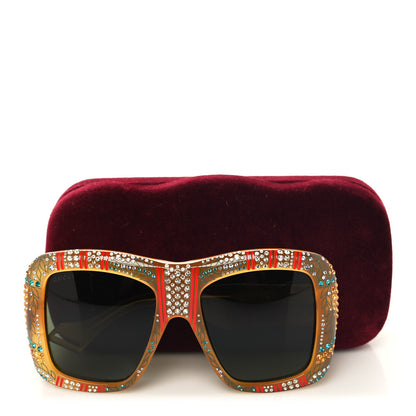 Gucci Acetate Crystal Square Frame Sunglasses GG0498S Yellow 8 of 8