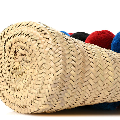 Christian Louboutin Woven Straw Pompom Loubishore Tote Naturel Multicolor Biscotto 10 of 11