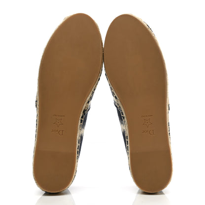 Christian Dior Cotton D-Stripes Embroidered Granville 15mm Espadrilles 38 Deep Blue 5 of 9