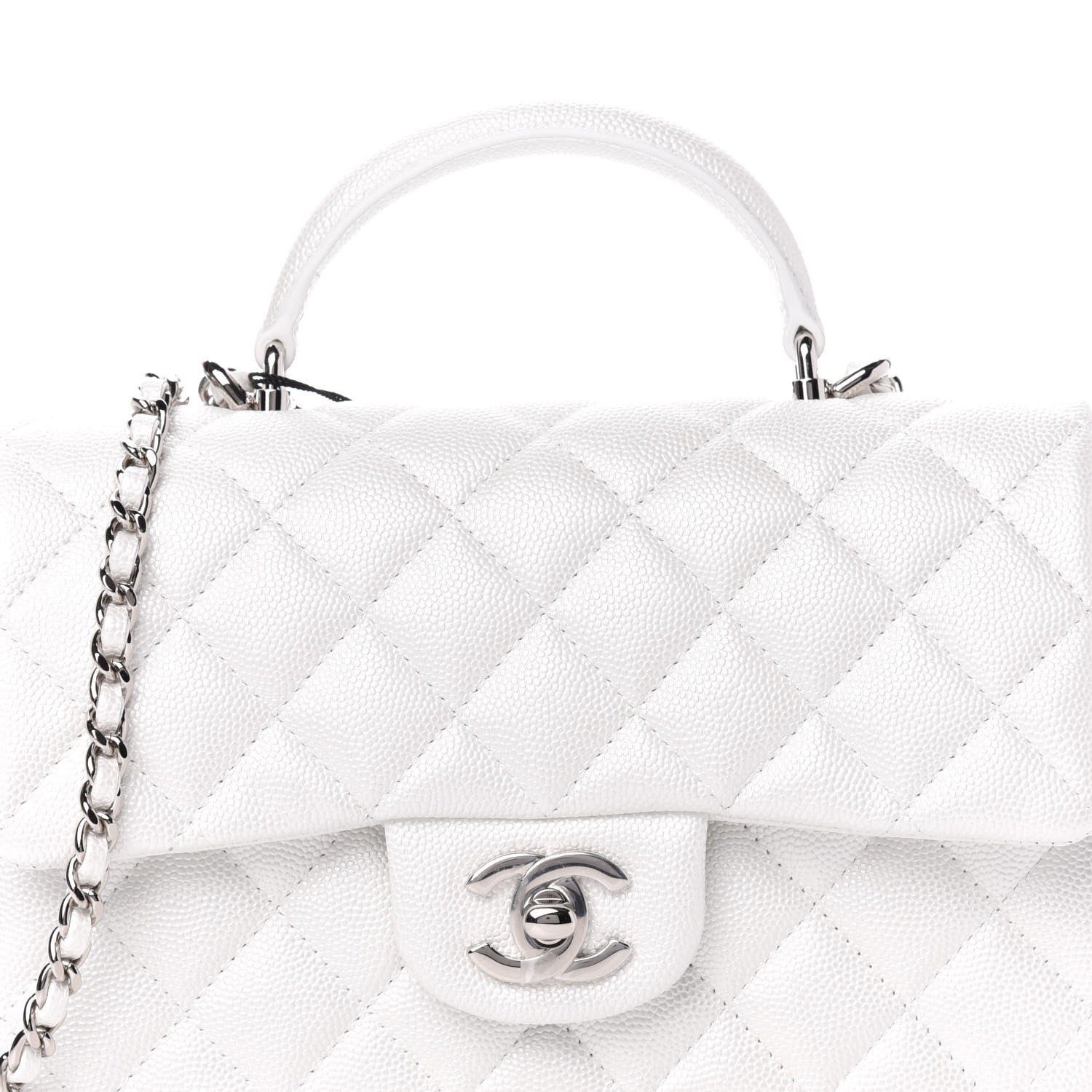 Chanel Iridescent Caviar Quilted Mini Top Handle Rectangular Flap White 10 of 11