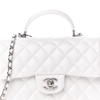 Chanel Iridescent Caviar Quilted Mini Top Handle Rectangular Flap White 10 of 11