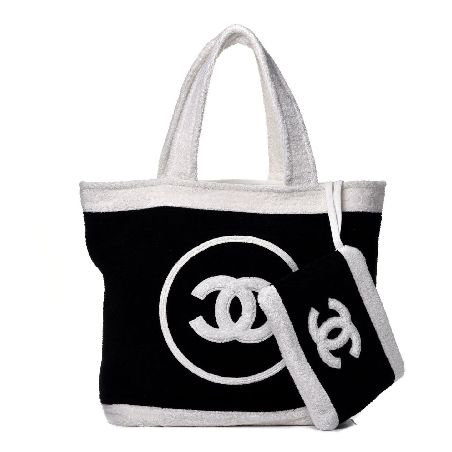 Terry Cotton CC Beach Tote Towel Set Black White