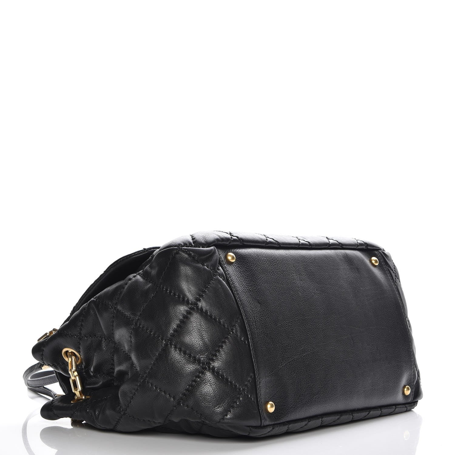 Chanel Calfskin Quilted Jumbo Retro Chain Accordion Flap Black 4 of 8