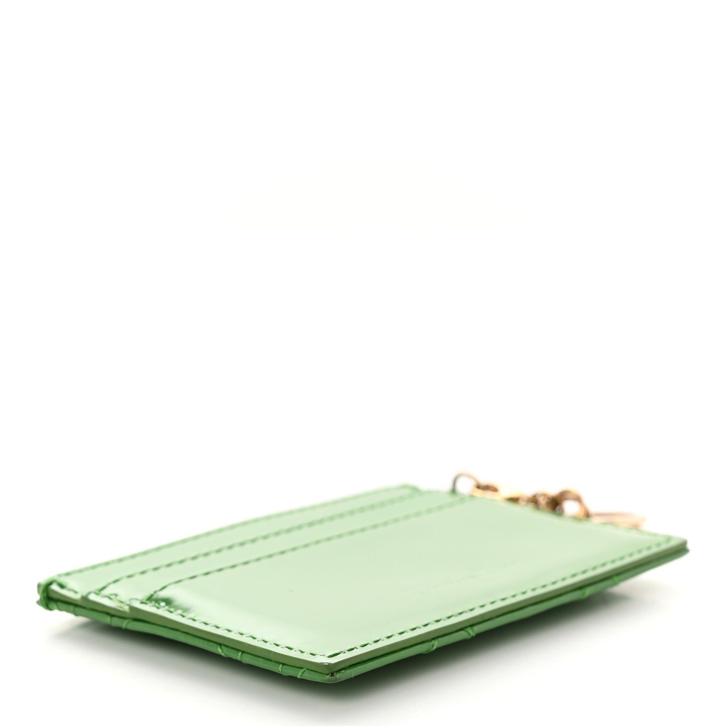 Patent Cannage Lady Dior Card Holder Green