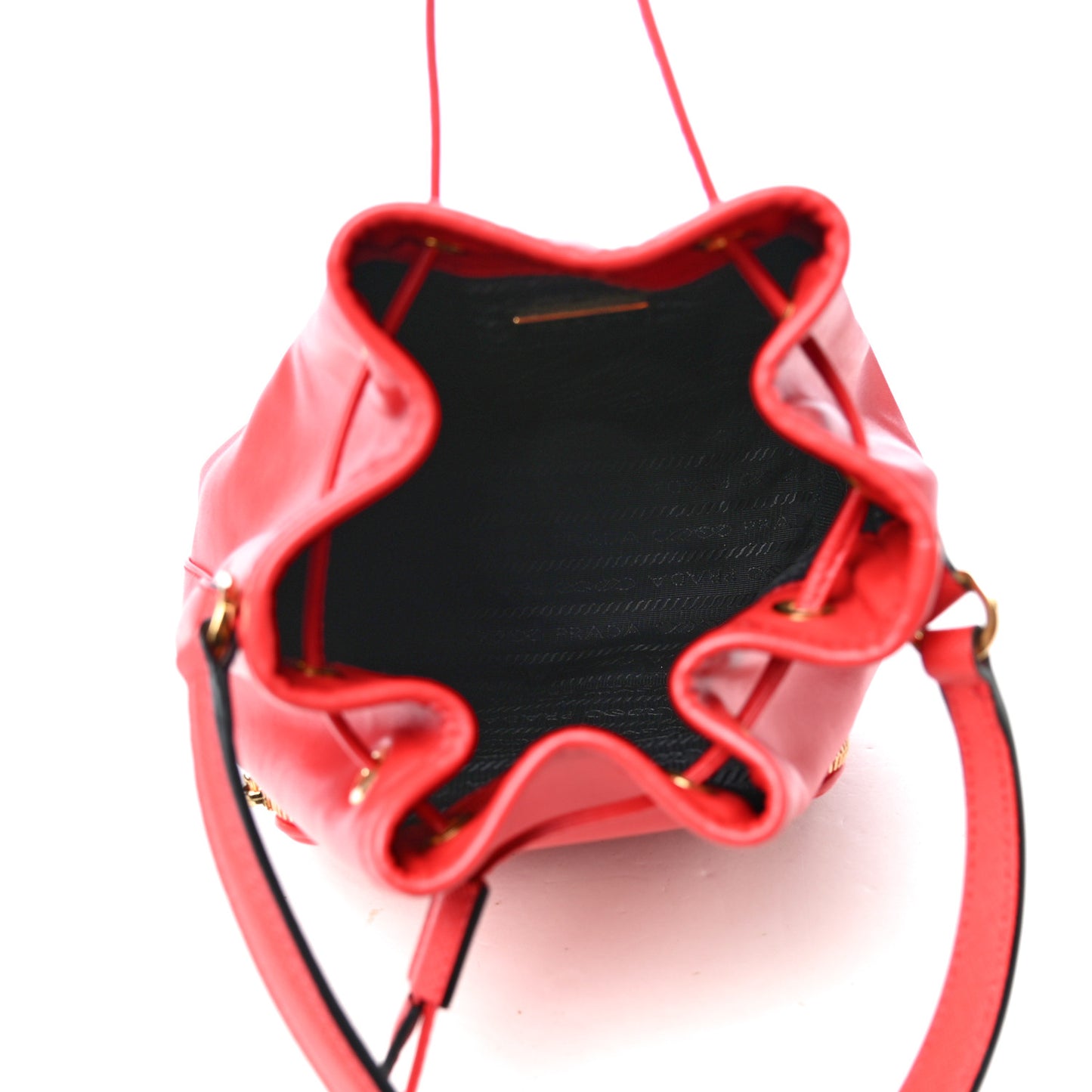 Soft Calfskin Saffiano Mini Bucket Crossbody Bag Lacca