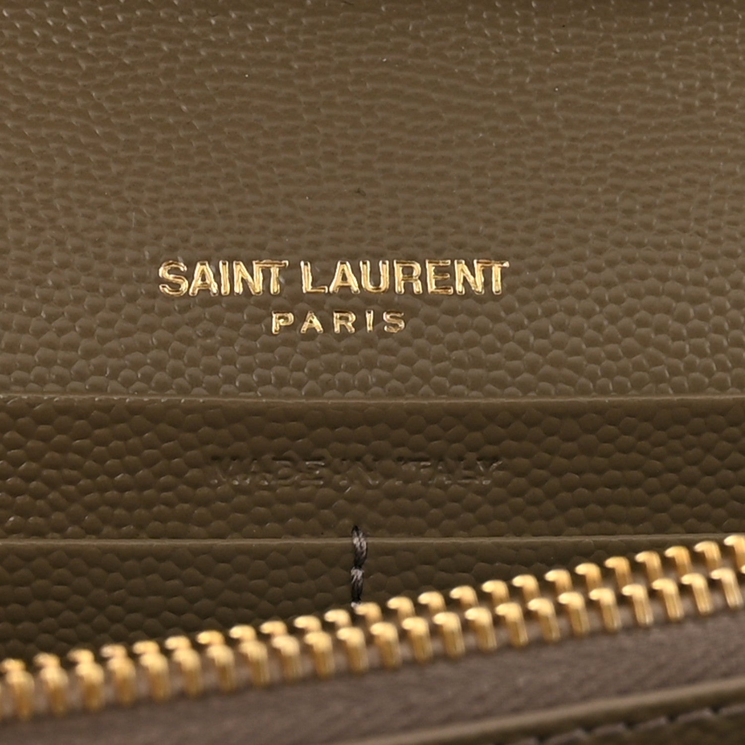 Saint Laurent Grain De Poudre Mixed Matelasse Triquilt Monogram Chain Wallet Dark Beige 11 of 11