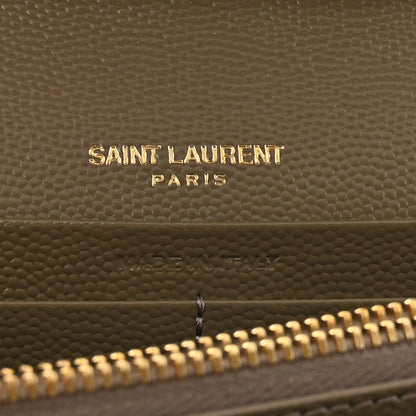 Saint Laurent Grain De Poudre Mixed Matelasse Triquilt Monogram Chain Wallet Dark Beige 11 of 11