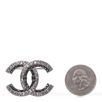 Chanel Baguette Crystal CC Brooch Silver Black 2 of 4