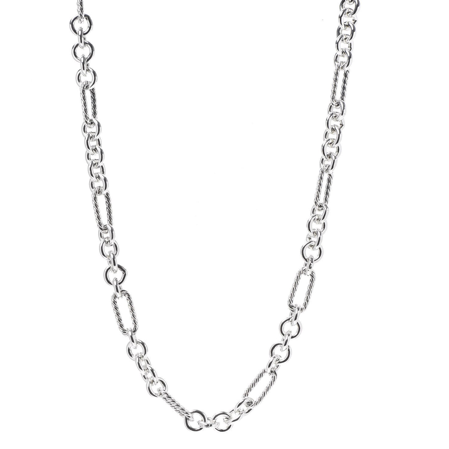 Sterling Silver 18K Yellow Gold Figaro Chain Link Necklace