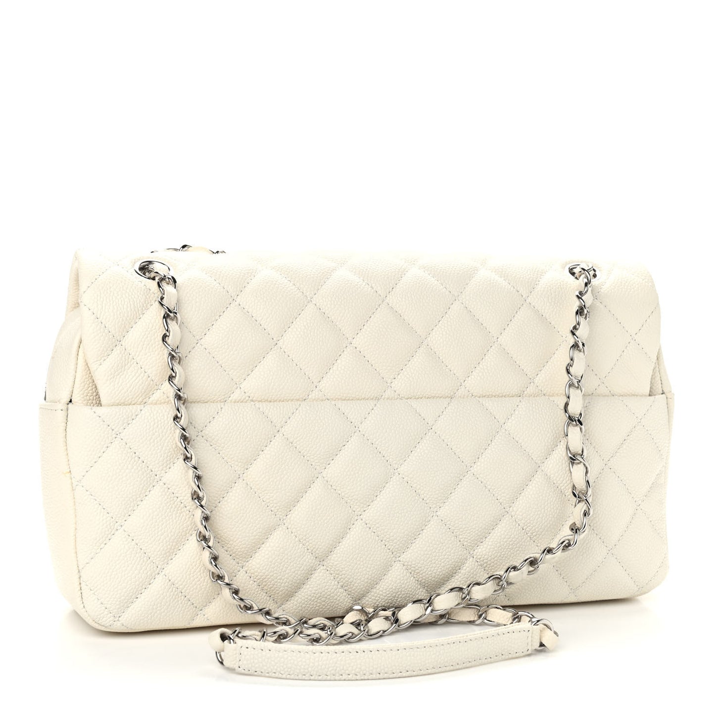 Caviar Quilted Jumbo Easy Flap Dark White
